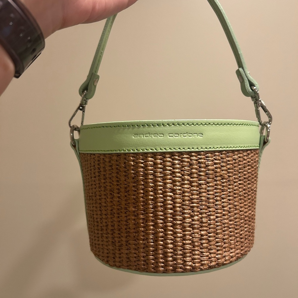 Green and Brown Mini Bucket Bag